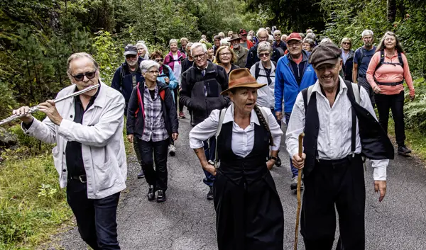 Guttorm spiller fløyte og mange andre går med på skogsbilvei