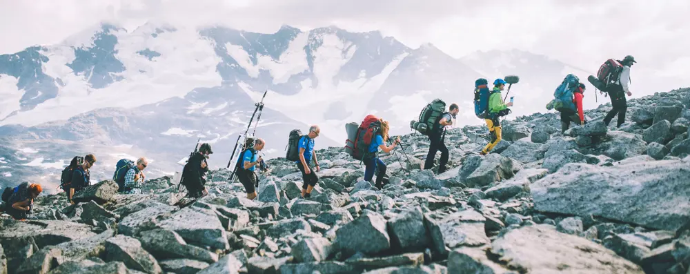Andre uken av minutt for minutt gikk fem dager gjennom Jotunheimen. Bildet er fra andre etappe fra Sognefjellshytta til Fannaråkhytta.